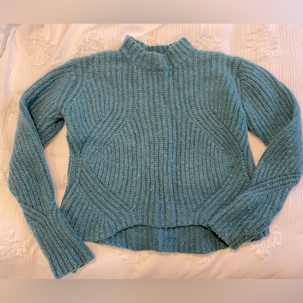 Turquoise Prana Wool Knit Sweater